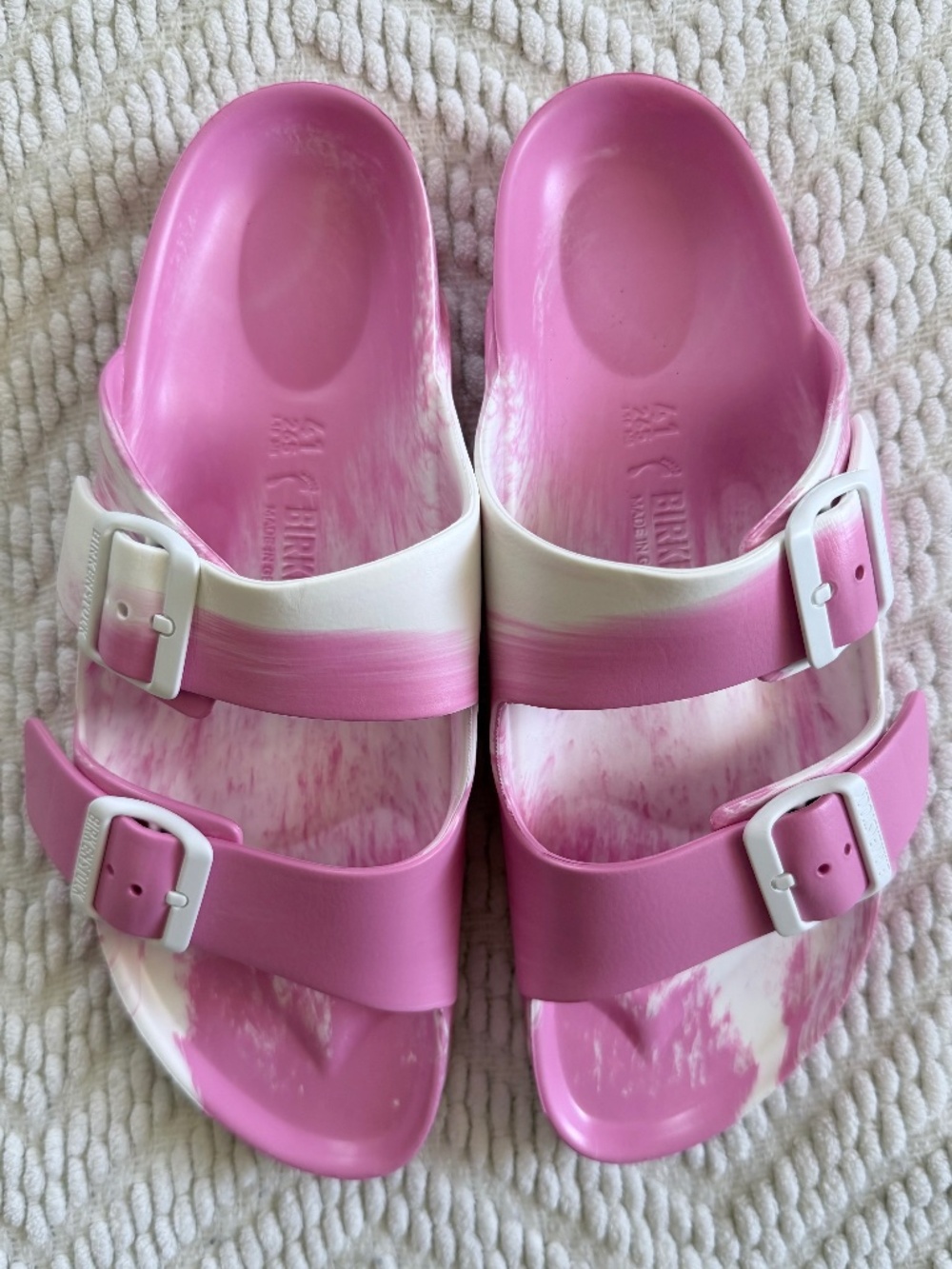 Birkenstock Arizona EVA Pink White Marbled Waterproof Sandals EU 41